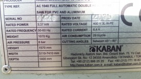 PIŁA AUTOMATYCZNA DWUGŁOWICOWA KABAN AC 1040 ROK 2015