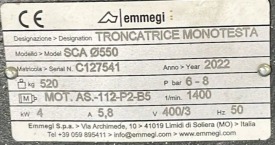 PIŁA JEDNOGŁOWICOWA  EMMEGI SCA 550 ROK 2022