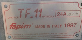 WIERTARKA WIELOWRZECIONOWA DO ZAWIASÓW FAPIM TF - 11 ROK 1997