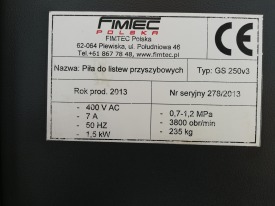 PIŁA DO LISTEW PRZYSZYBOWYCH  FIMTEC GS 250 / V3 ROK 2013