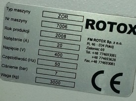 CENTRUM OBRÓBCZE ROTOX ZOR 941 ROK 2008