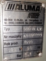 ZGRZEWARKA JEDNOGŁOWICOWA ALUMA 500 NLV 